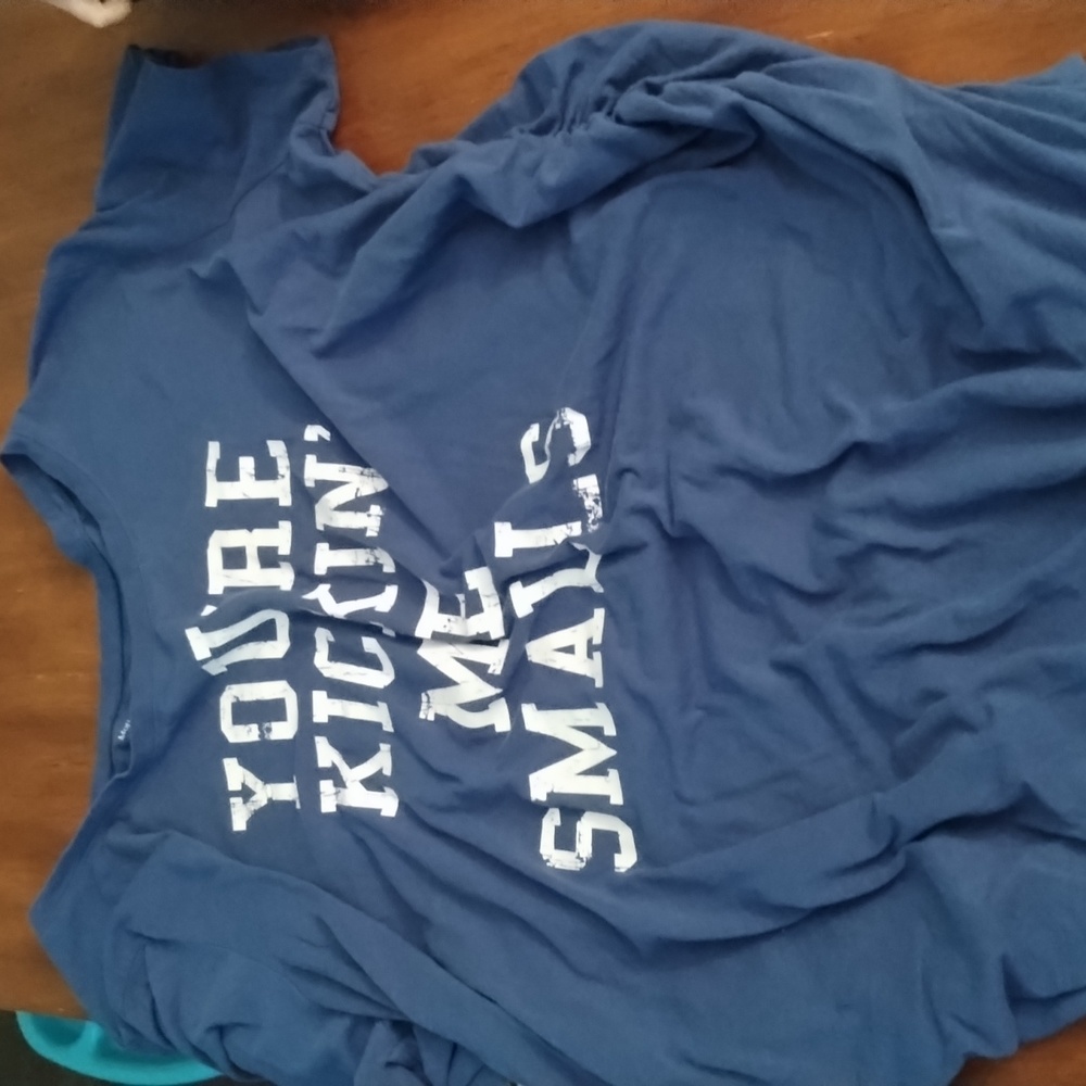 Blue graphic maternity tee shirt